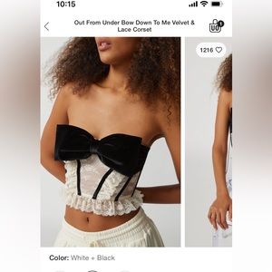 Out from under bow down to me velvet & lace corset NWT